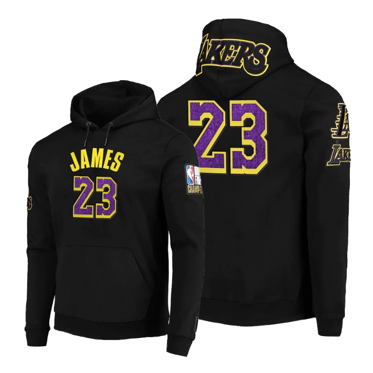 Men's Los Angeles Lakers LeBron James #23 NBA Pro Standard Iconic Player Team Logo Black Basketball Hoodie BDA6783HK